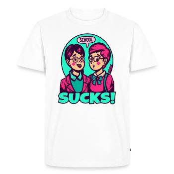 Jeunes enseignants et élèves : l’école est ennuyeuse - T-shirt Premium bio Homme - blanc - Devant - Nico (187cm)