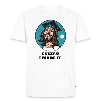 Jésus Hippie Guy célèbre l’obtention de son diplôme - T-shirt Premium bio Homme - blanc - Devant - Nico (187cm)