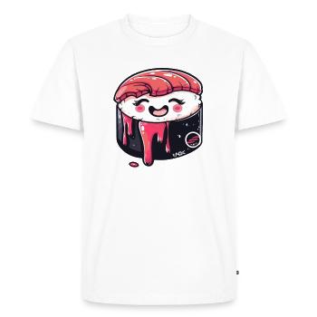 Greasy funny tuna, a cheerful sushi - Men's Premium Organic T-Shirt - white - Front - Nico (187cm)