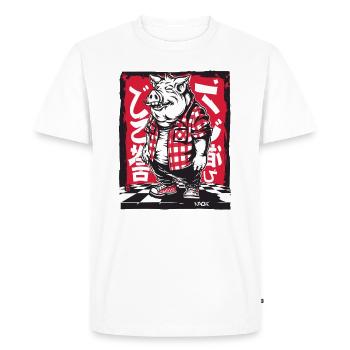 Checkerboard Floor Flannel Shirt Cool Pig - Men's Premium Organic T-Shirt - white - Front - Nico (187cm)
