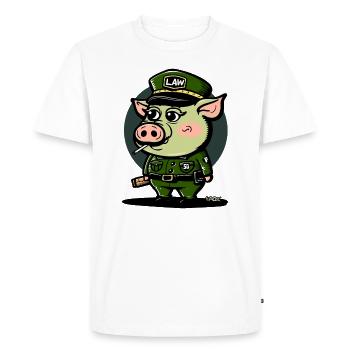 Police, Law and Order and Funny Pig - Men's Premium Organic T-Shirt - white - Front - Nico (187cm)