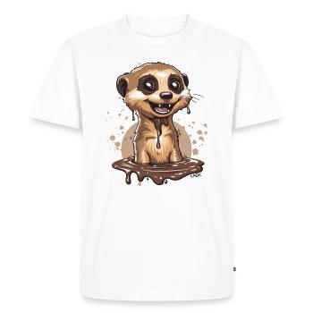 Funny Chocolate Meerkat - Men's Premium Organic T-Shirt - white - Front - Nico (187cm)