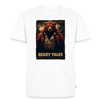 Histoire baissière : Faux détective d’ours - T-shirt Premium bio Homme - blanc - Devant - Nico (187cm)