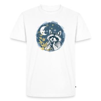 Étoiles, lune et raton laveur endormi - T-shirt Premium bio Homme - blanc - Devant - Nico (187cm)