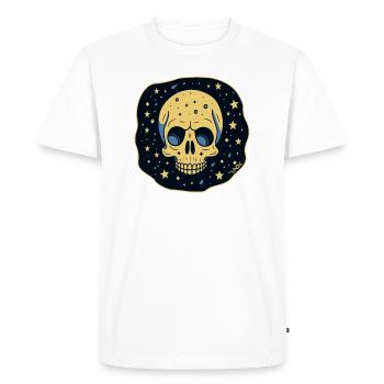 Drôle de crâne avec des étoiles dans le ciel - T-shirt Premium bio Homme - blanc - Devant - Nico (187cm)