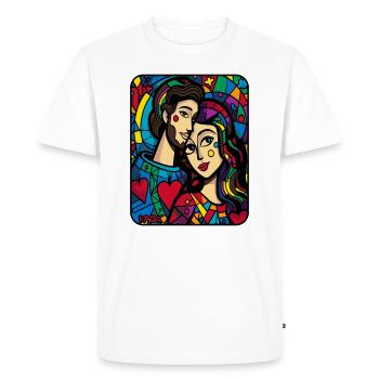Cœurs et amants - T-shirt Premium bio Homme - blanc - Devant - Nico (187cm)