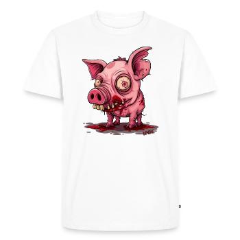 Horror Monster Baby Zombie Pig - Men's Premium Organic T-Shirt - white - Front - Nico (187cm)
