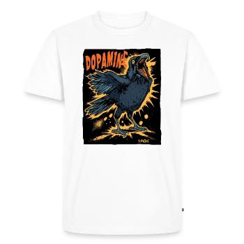 Le corbeau drôle et fou de dopamine - T-shirt Premium bio Homme - blanc - Devant - Nico (187cm)