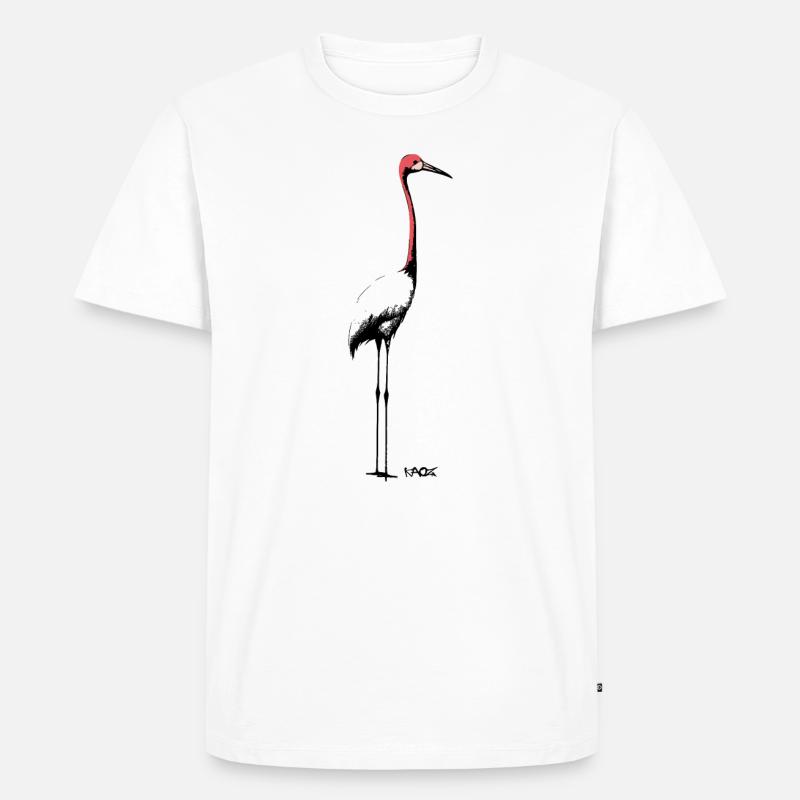 Eleganter Kranich oder Storch - Männer Premium Bio T-Shirt - Weiß