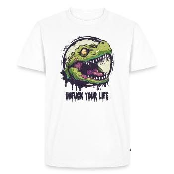 Conseil d’alligator : F*ck Your Life - T-shirt Premium bio Homme - blanc - Devant - Nico (187cm)