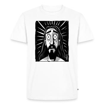 Dessin animé Jésus Homme - T-shirt Premium bio Homme - blanc - Devant - Nico (187cm)