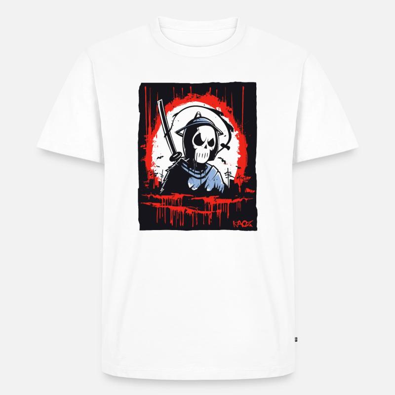 Sensenmann Totenkopf Samurai - Männer Premium Bio T-Shirt - Weiß