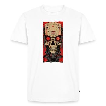 Crâne de cyborg d’horreur - T-shirt Premium bio Homme - blanc - Devant - Nico (187cm)