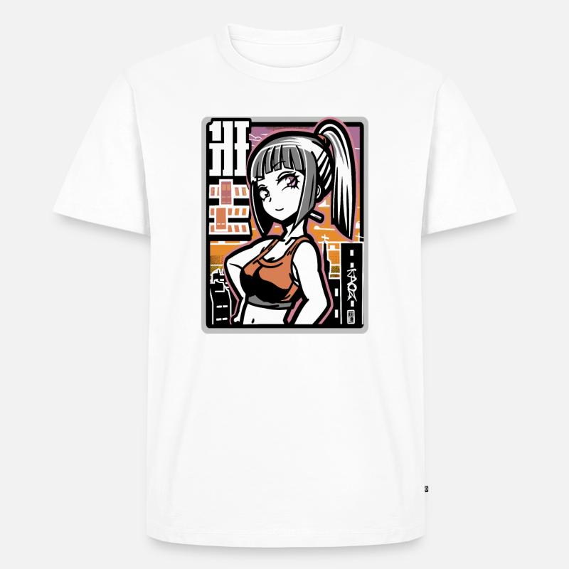 Anime freches Stadt Mädchen - Männer Premium Bio T-Shirt - Weiß