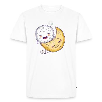 Sleepy Mozzarella Cheese on a Cheese Moon - Men's Premium Organic T-Shirt - white - Front - Nico (187cm)