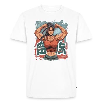 Full Power: Muscular Bodybuilding Girl - Men's Premium Organic T-Shirt - white - Front - Nico (187cm)