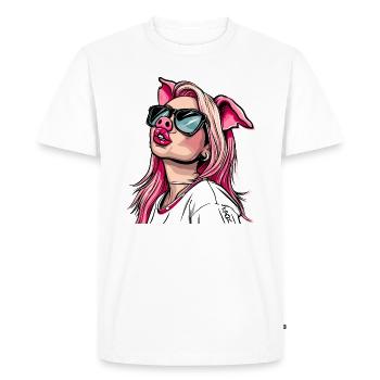 Superstar et influenceuse cool cochon girl - T-shirt Premium bio Homme - blanc - Devant - Nico (187cm)