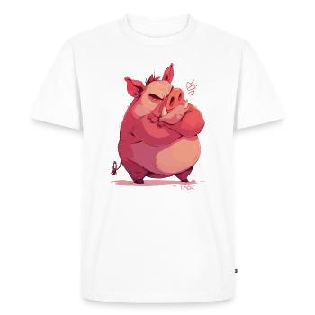 Angry and offended pig - Men's Premium Organic T-Shirt - white - Front - Nico (187cm)