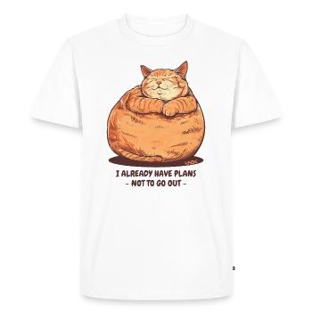 A very chubby, fat cat with a plan - Men's Premium Organic T-Shirt - white - Front - Nico (187cm)