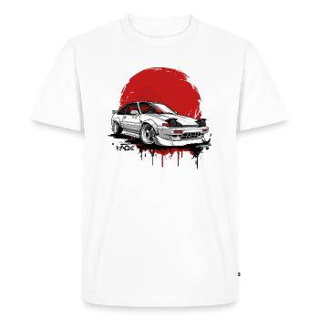 Voiture JDM Cool Old School Drapeau Japonais - T-shirt Premium bio Homme - blanc - Devant - Nico (187cm)
