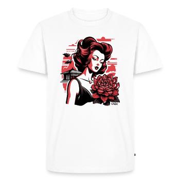 Belles femmes et fleurs traditionnelles - T-shirt Premium bio Homme - blanc - Devant - Nico (187cm)