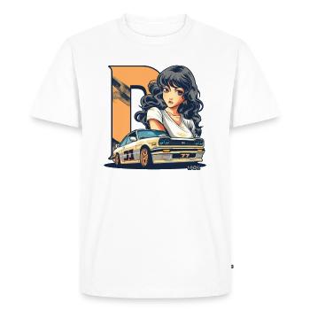 D-like Initial: Retro Japanese Anime JDM Manga - Men's Premium Organic T-Shirt - white - Front - Nico (187cm)