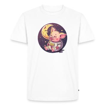 Sleeping pig on the moon - Men's Premium Organic T-Shirt - white - Front - Nico (187cm)