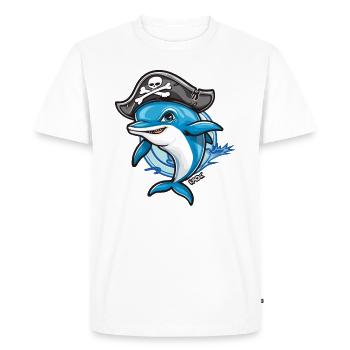 Pirate dauphin de dessin animé - T-shirt Premium bio Homme - blanc - Devant - Nico (187cm)