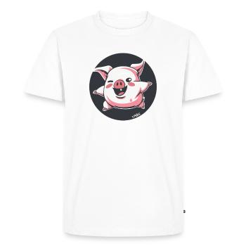 Funny Happy Ham Bacon Pig - Men's Premium Organic T-Shirt - white - Front - Nico (187cm)