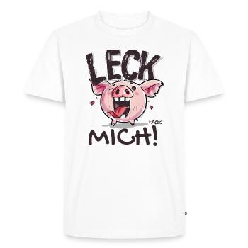 Petit cochon coquin : Lèche-moi - T-shirt Premium bio Homme - blanc - Devant - Nico (187cm)