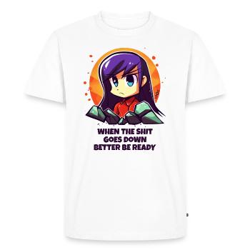 Angry, funny anime girl: better be ready - Men's Premium Organic T-Shirt - white - Front - Nico (187cm)