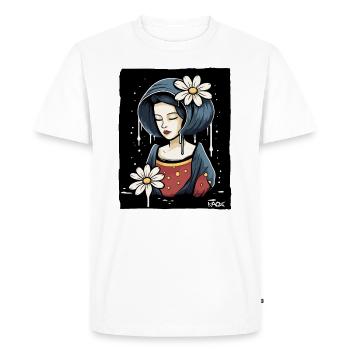 Beauté de la fleur de beurre : la femme sage - T-shirt Premium bio Homme - blanc - Devant - Nico (187cm)