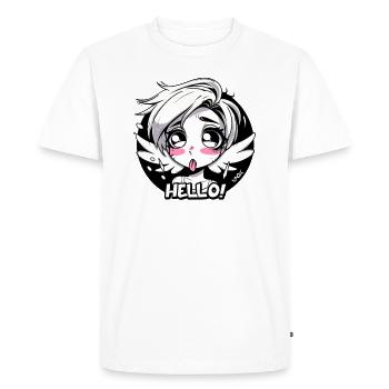 Girl Angel dit bonjour - T-shirt Premium bio Homme - blanc - Devant - Nico (187cm)