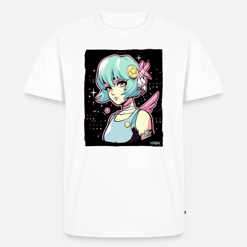 Coole Anime Sci-Fi-Cyborg-Mädchen - Männer Premium Bio T-Shirt - Weiß
