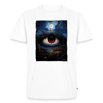 L’œil bleu-rouge de l’horreur - T-shirt Premium bio Homme - blanc - Devant - Nico (187cm)