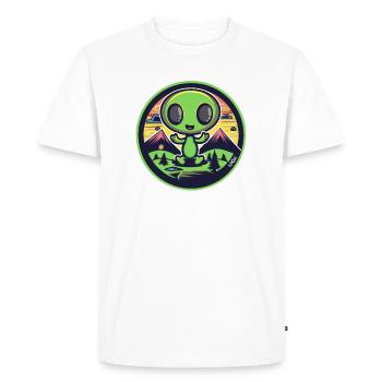 Cheerful cute alien in nature - Men's Premium Organic T-Shirt - white - Front - Nico (187cm)
