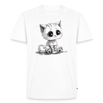 Mignon petit chaton triste - T-shirt Premium bio Homme - blanc - Devant - Nico (187cm)