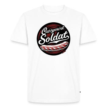 Le drôle de soldat Currywurst - T-shirt Premium bio Homme - blanc - Devant - Nico (187cm)