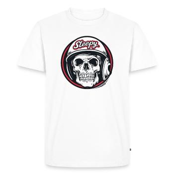 Sleepy skull skull with helmet - Men's Premium Organic T-Shirt - white - Front - Nico (187cm)