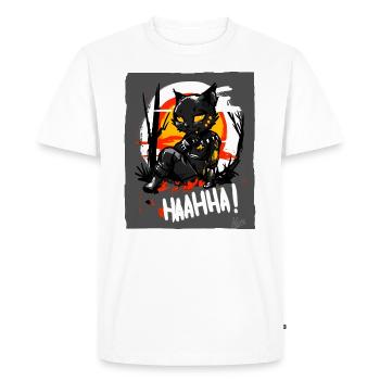 Hahaha, cool cat sitting in the tree - Men's Premium Organic T-Shirt - white - Front - Nico (187cm)