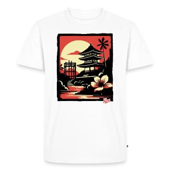 Nature of Japan and a Japanese Pagoda Temple - Men's Premium Organic T-Shirt - white - Front - Nico (187cm)