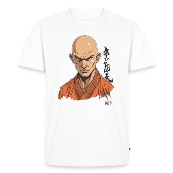 Faux moine Shaolin : Parodie d’arts martiaux - T-shirt Premium bio Homme - blanc - Devant - Nico (187cm)