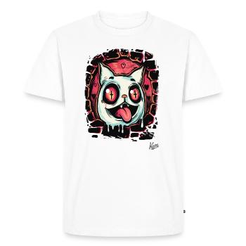 Chat fou a barré les yeux de l’enfer - T-shirt Premium bio Homme - blanc - Devant - Nico (187cm)