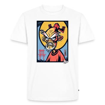 Vieux Dessin Animé Japonais En Colère Grand-Père Samouraï - T-shirt Premium bio Homme - blanc - Devant - Nico (187cm)