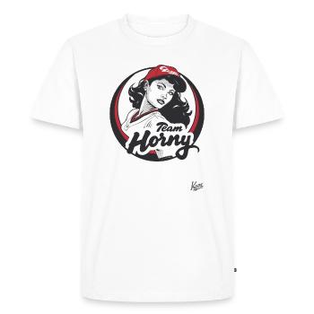 Team Horny baseball player - Men's Premium Organic T-Shirt - white - Front - Nico (187cm)