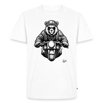 Cool Moto Biker Bear - T-shirt Premium bio Homme - blanc - Devant - Nico (187cm)