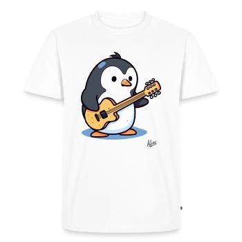 Musique : Guitariste acoustique Penguin - T-shirt Premium bio Homme - blanc - Devant - Nico (187cm)