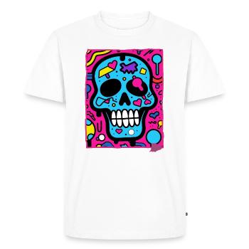 Tout simplement cool : crâne pop art avec une touche d’originalité - T-shirt Premium bio Homme - blanc - Devant - Nico (187cm)