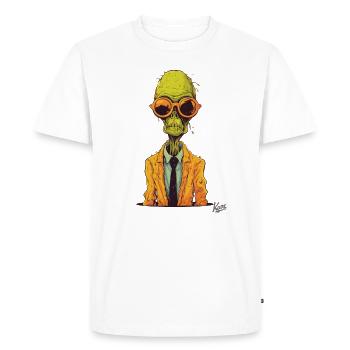 Le bourreau de travail zombie extraterrestre - T-shirt Premium bio Homme - blanc - Devant - Nico (187cm)