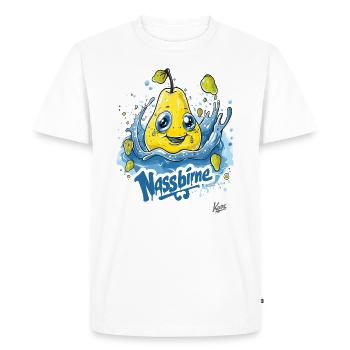 Funny Water Wet Pear: A Wet Pear - Men's Premium Organic T-Shirt - white - Front - Nico (187cm)